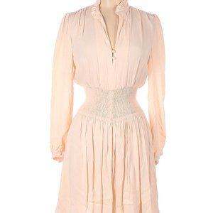 Maje Rianne Smocked Satin Minidress Light Pink Nude